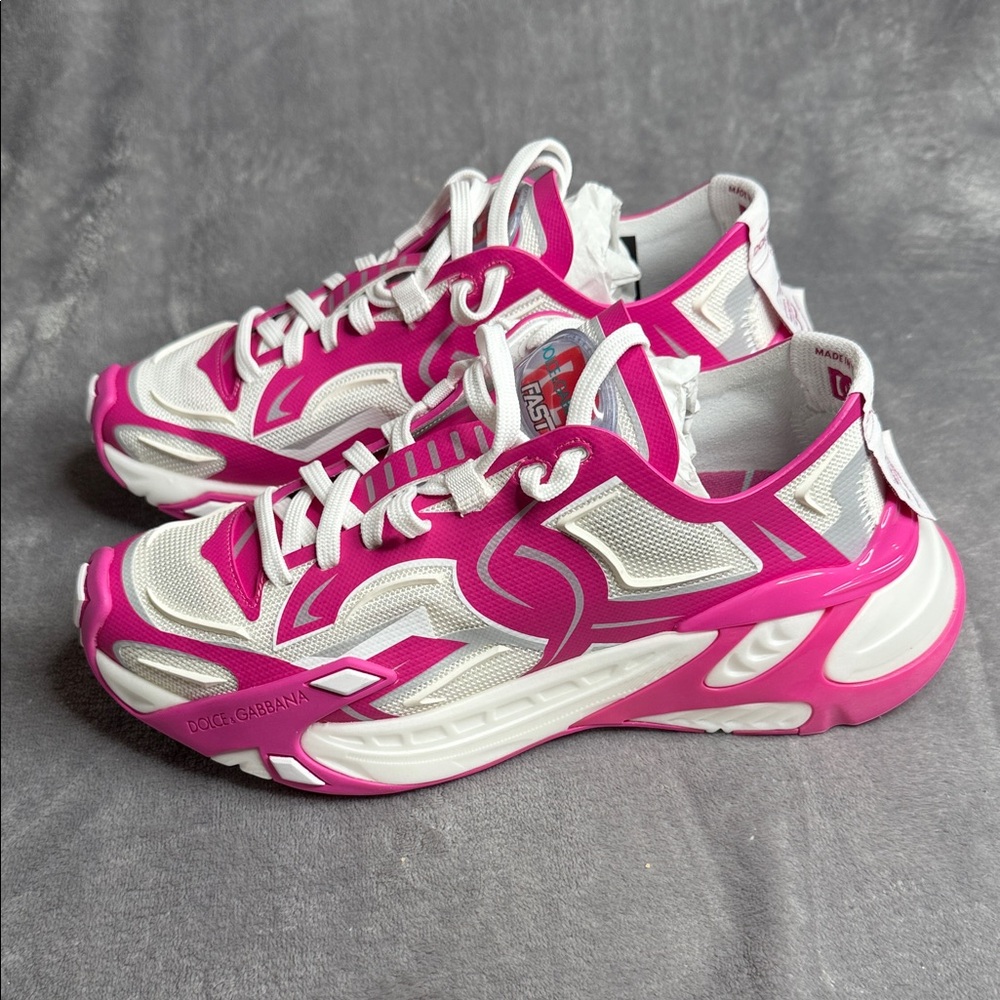 Dolce & Gabbana Fuchsia and White Sneakers